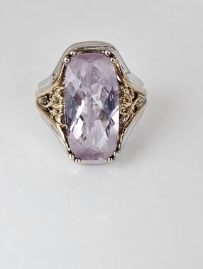 Rare Victoria Wieck Amethyst Sterling Silver & 14k Ring & Necklace Set. Size 7!